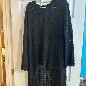 Black crochet top with high low  hem